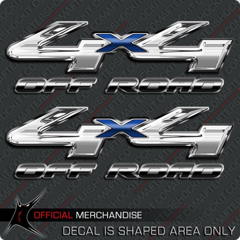 4x4 Blue X Chrome Truck Decal Sticker Off Road for Ford Simulated Print Vinyl