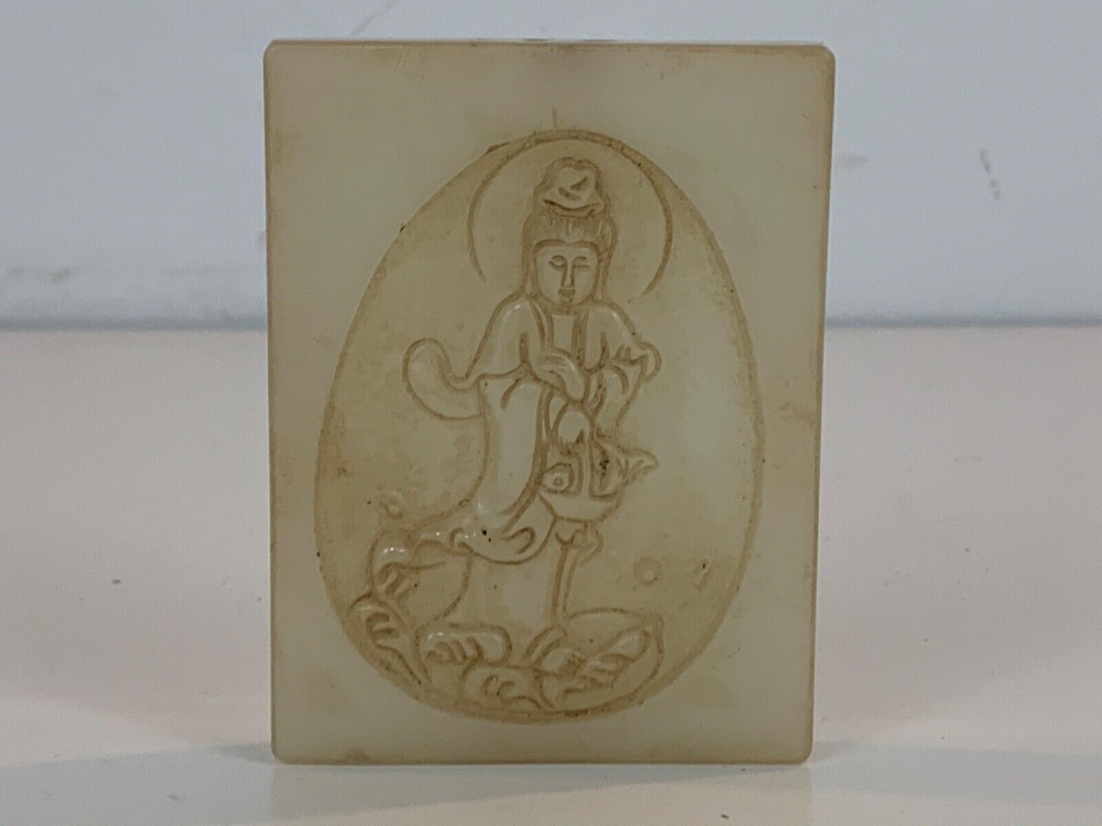 Chinese Unknown Age Quan Yin Jade / Mineral Carved Plaque