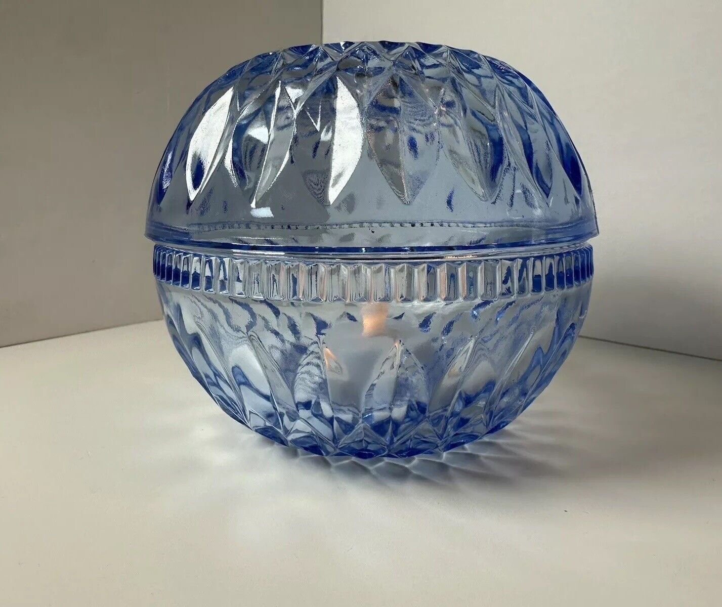 vintage Indiana blue glass mt.Vernon fairy votive light