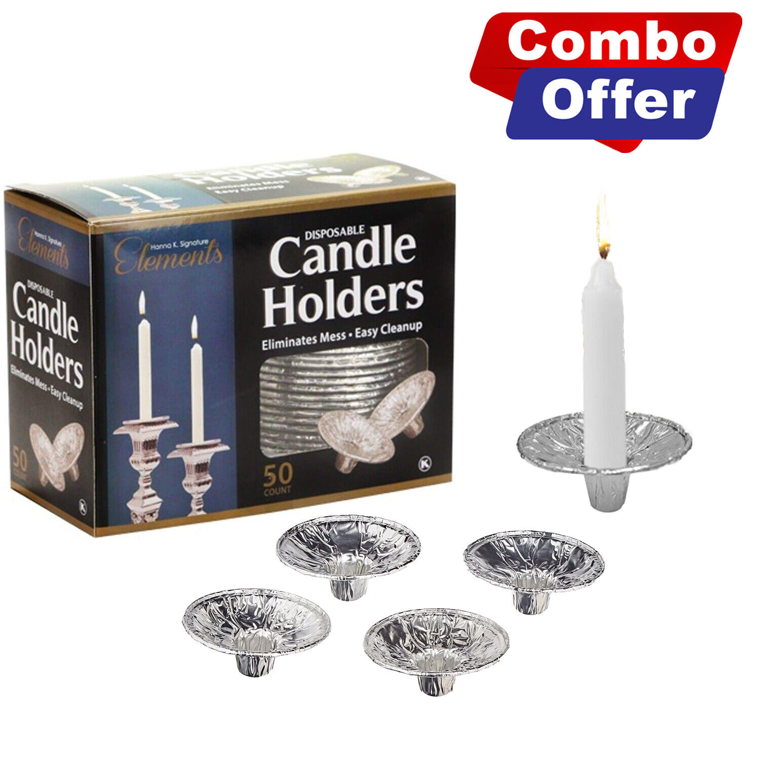 Disposable Aluminum Fan Candle Holder Heavy Duty Aluminum Liner and Drip Guard