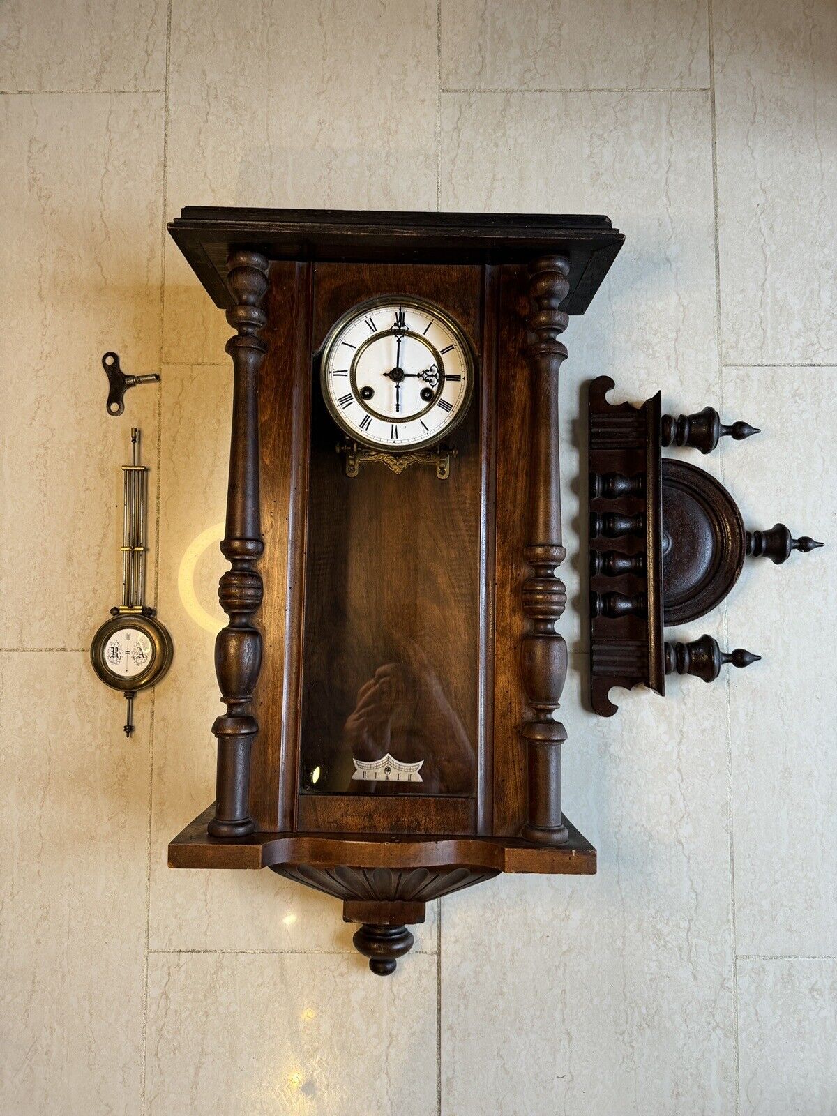 Antique Junghans R=A Regulator Wall Clock Pendulum Wood Hanging Vienna AS-IS