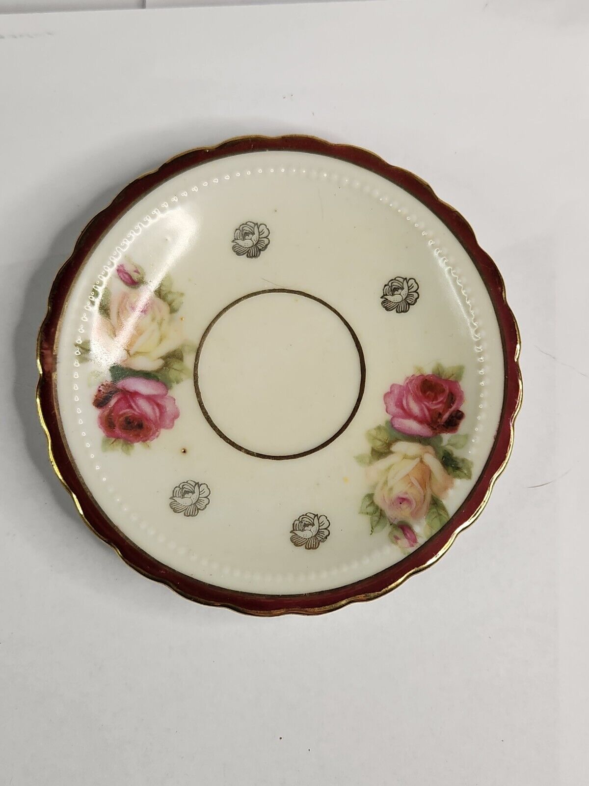 Antique hand-painted saucer unmarked 1910-25 