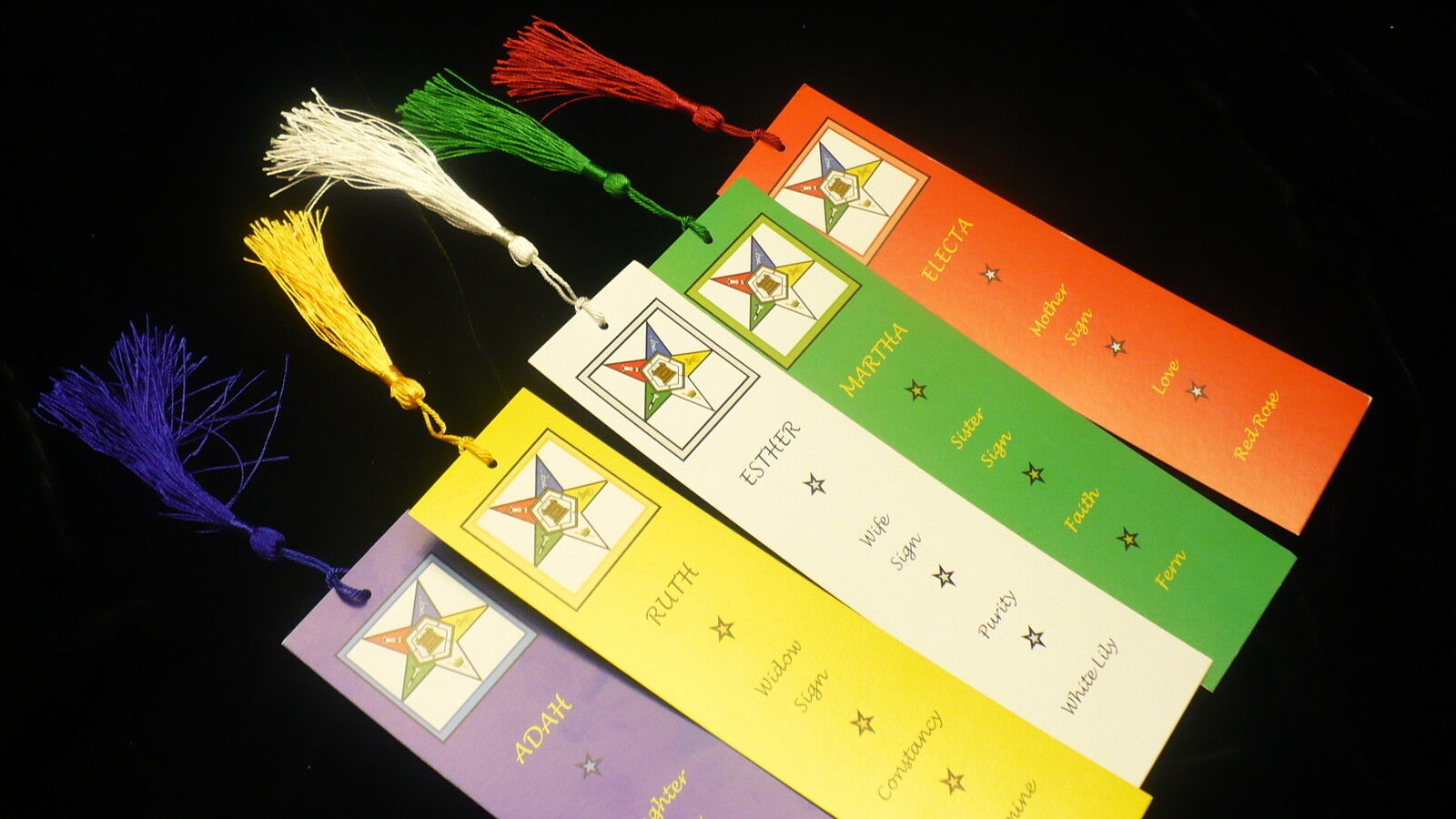 Candidate initiation member star point bookmark Eastern Star set 5  OES tassle