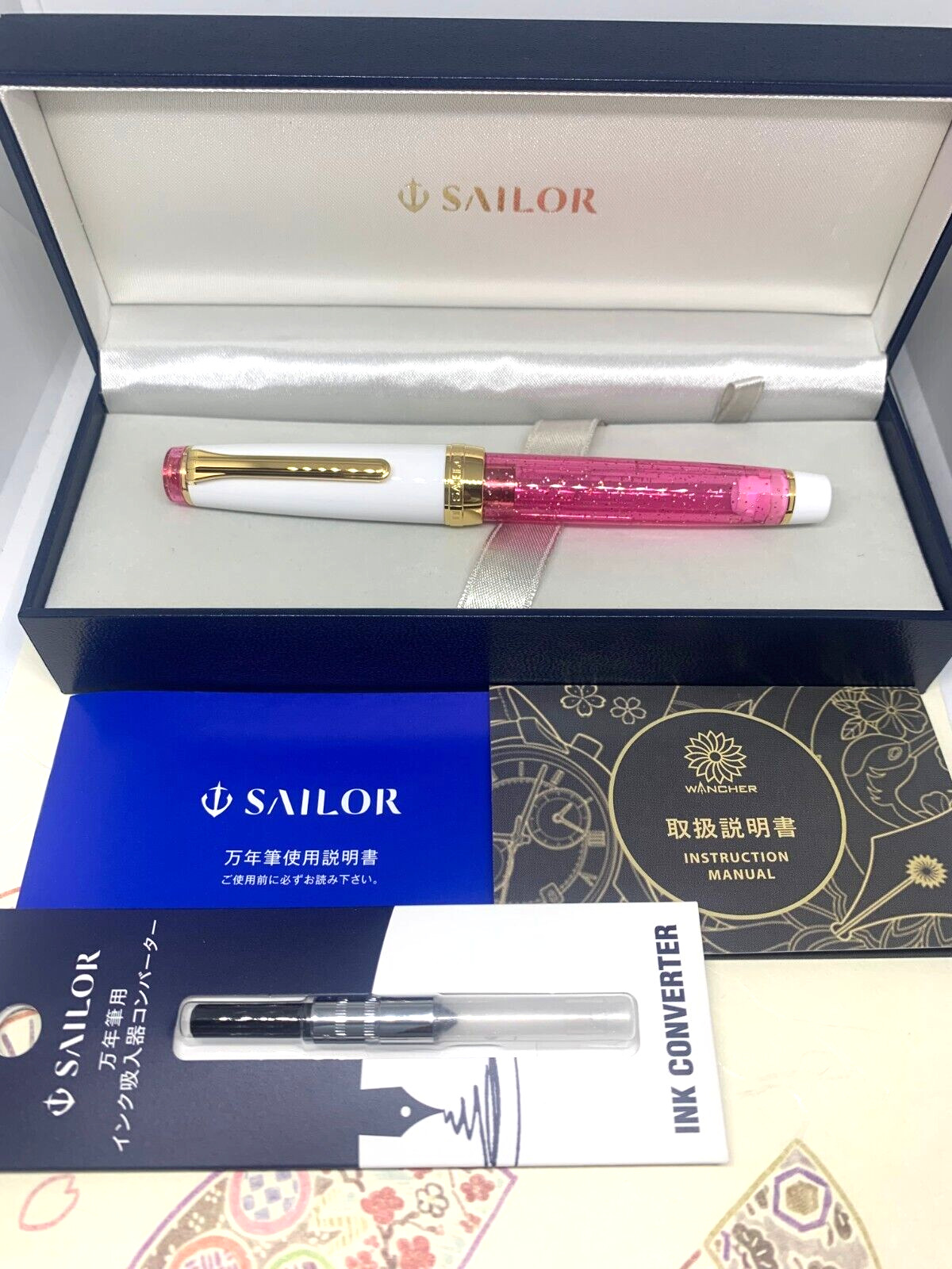 SAILOR Professional Gear Wancher PINK COSMO Nib M 21K with Converter Boxed MINT