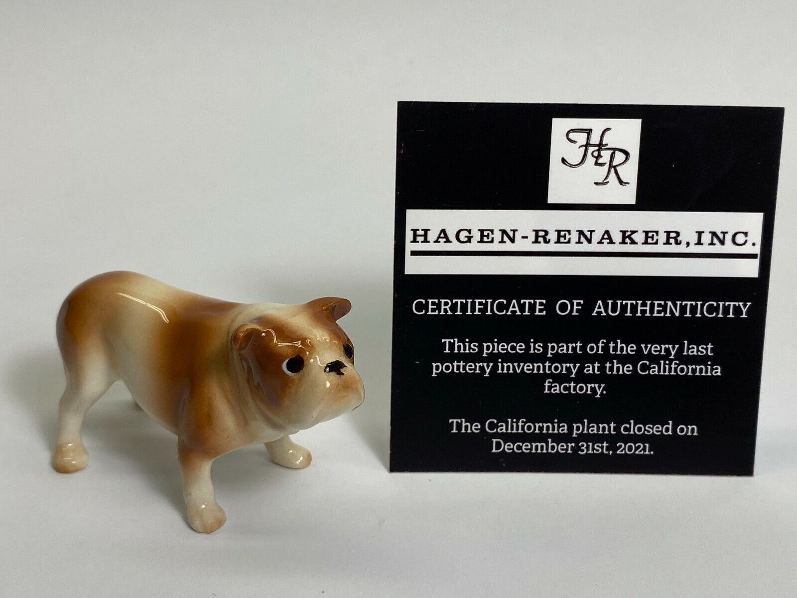 Hagen Renaker #929 Bulldog Brown & White Miniatures Last of the HR Stock NOS