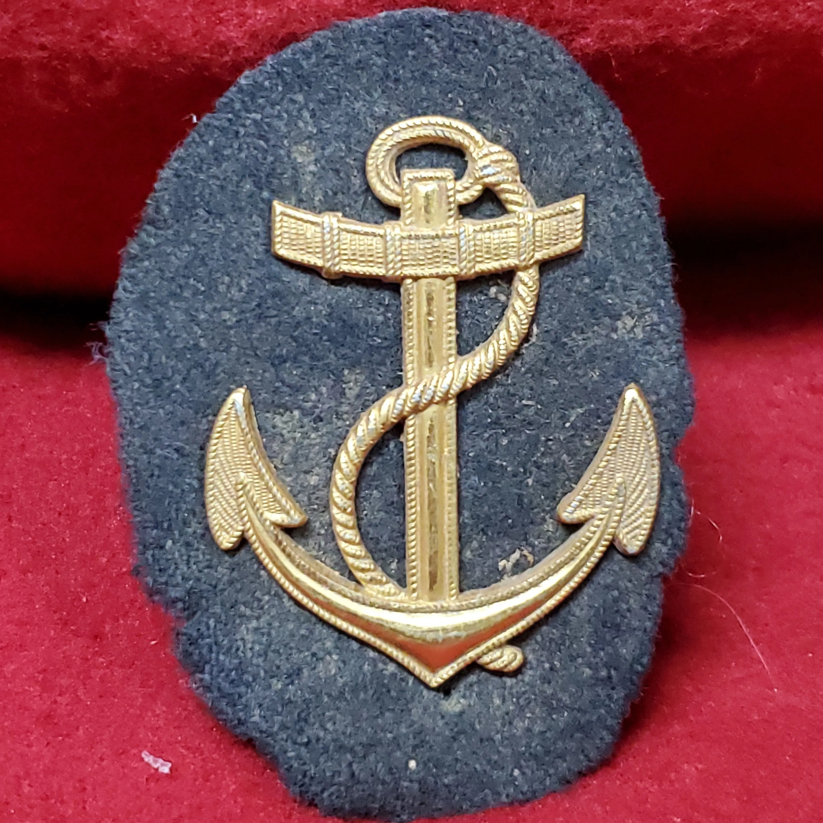 VINTAGE WWII German Navy Anchor Pin Cloth Backing Boatsman Mate 3rd Class Rank (