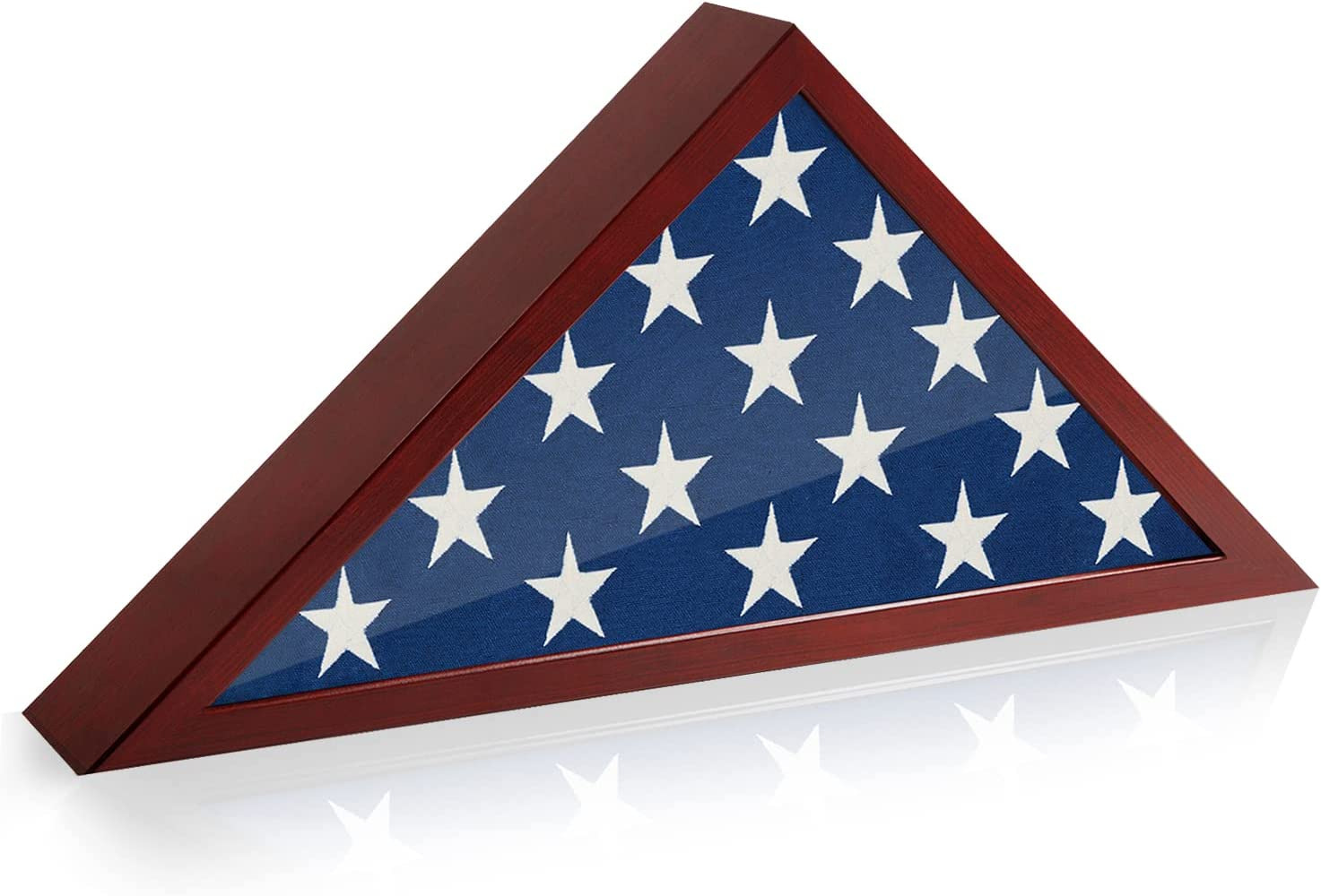 Large Flag Display Case for Burial Flag in Mahogany - Fits a Folded 5X9.5 Flag -