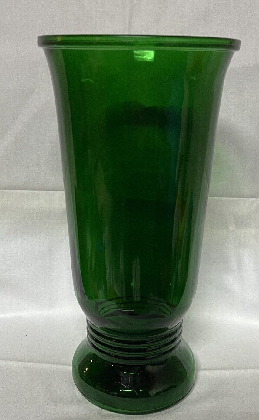 Vintage NAPCO Flower Vase Forest Green Glass Cleveland Ohio USA 9.5\