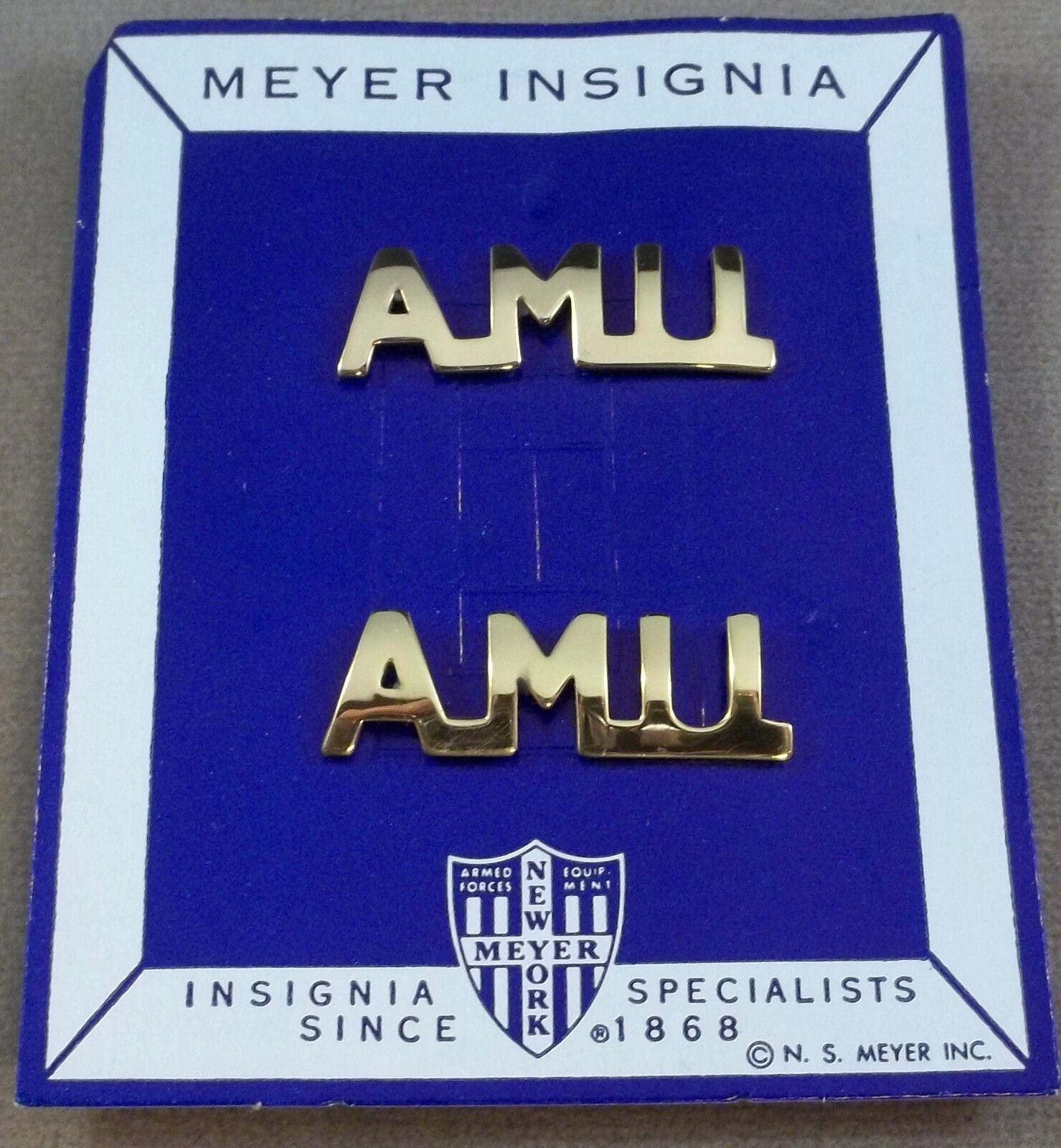 Texas A&M University Cadet Private AMU Title Insignia NOS Pair On Original Card