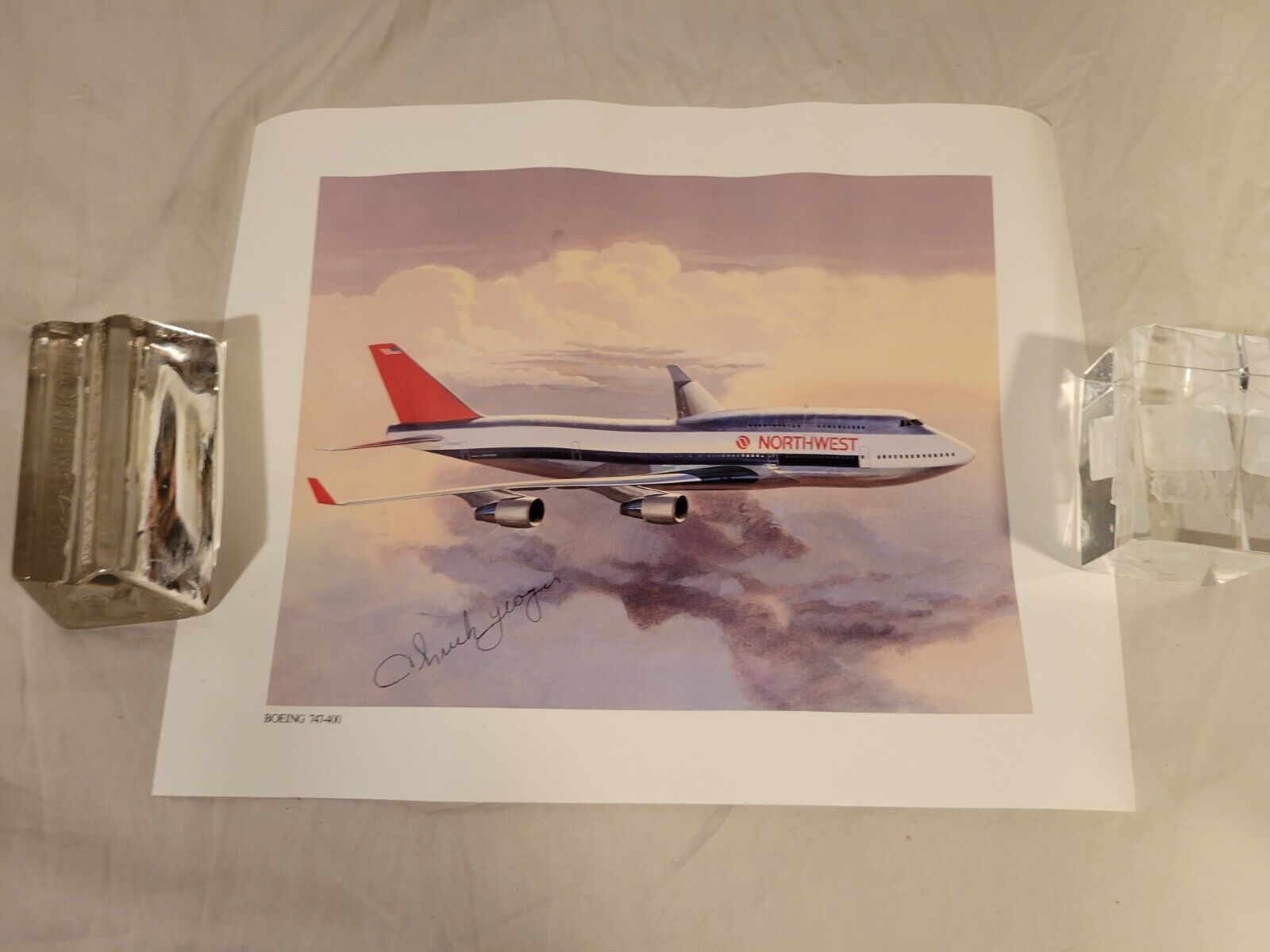Autographed Hand Signed Northwest Airlines photo of Chuck Yeager Boeing 747