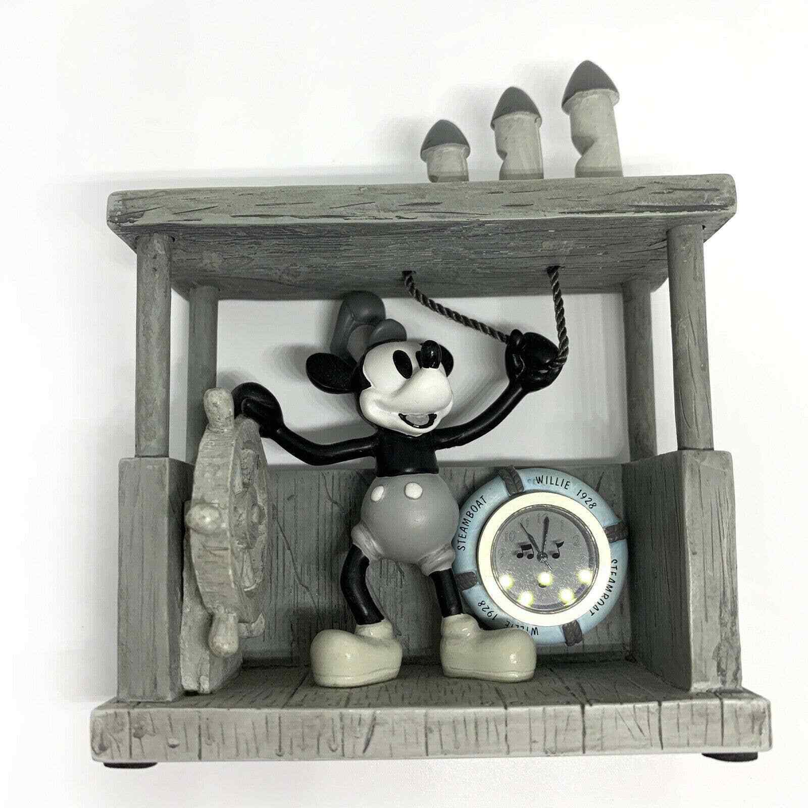 vtg disney Mickey Mouse Steamboat Willie 1928 Figurines Clock Gray Blue Rare