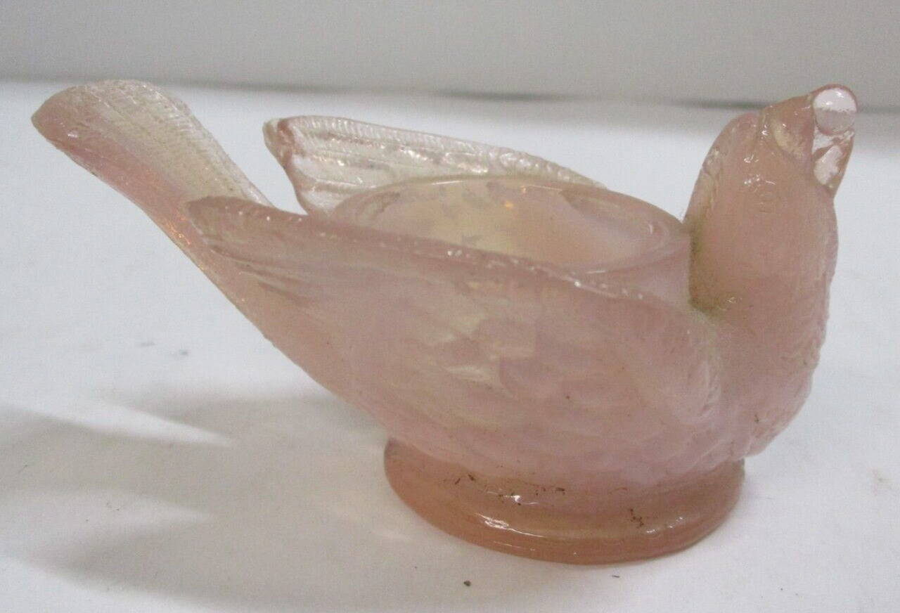 Vintage Pink Dove Pigeon Bird Small Glass Candleholder