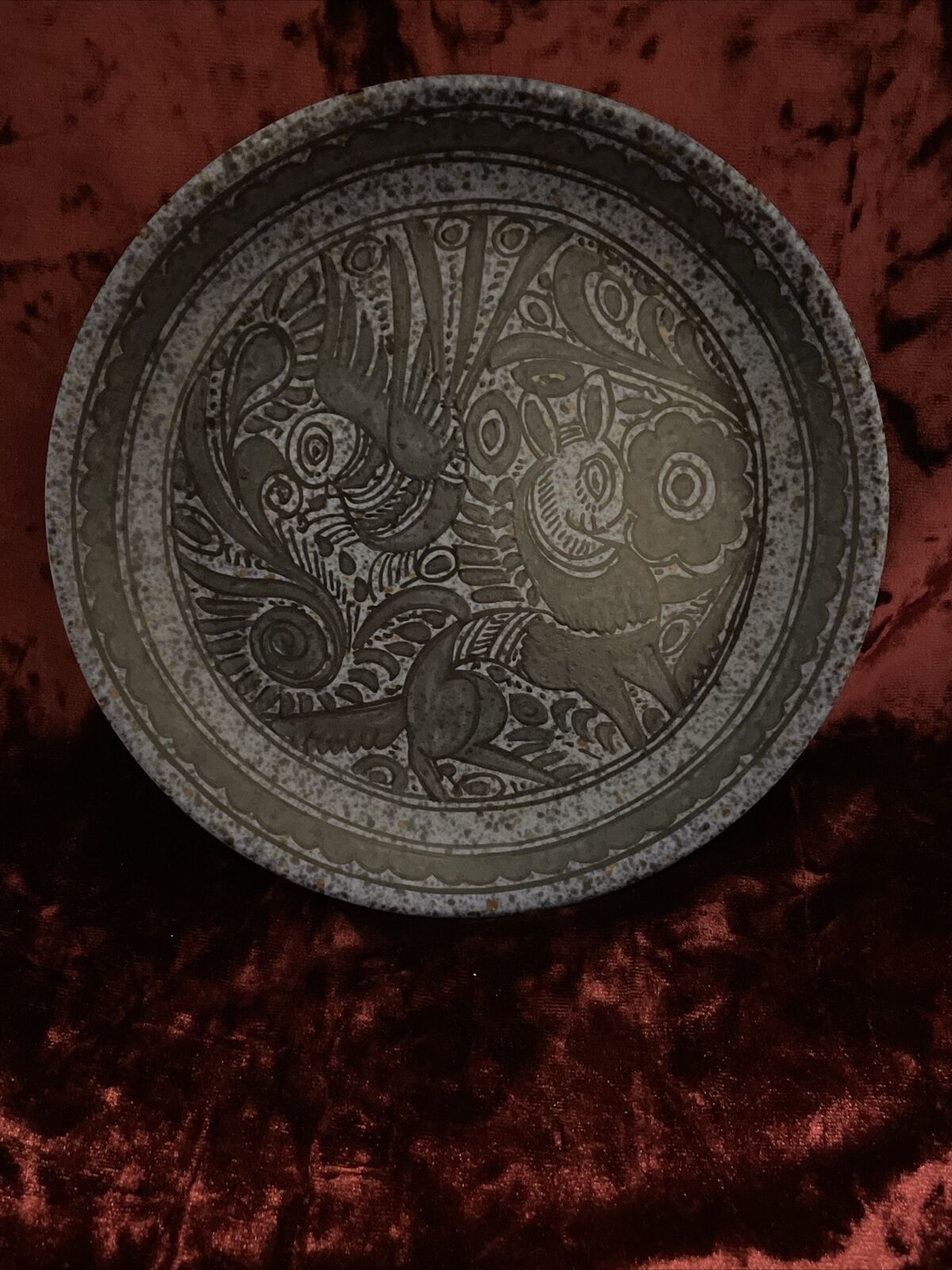 Taxco Folk Art Pottery Felix Tissot MCM Vintage Blue Mexican Plate