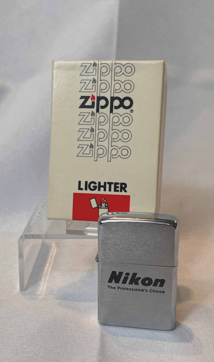 1980 Zippo Nikon Nasa Lighter Unfired Cross Promotion Advertising Original Box