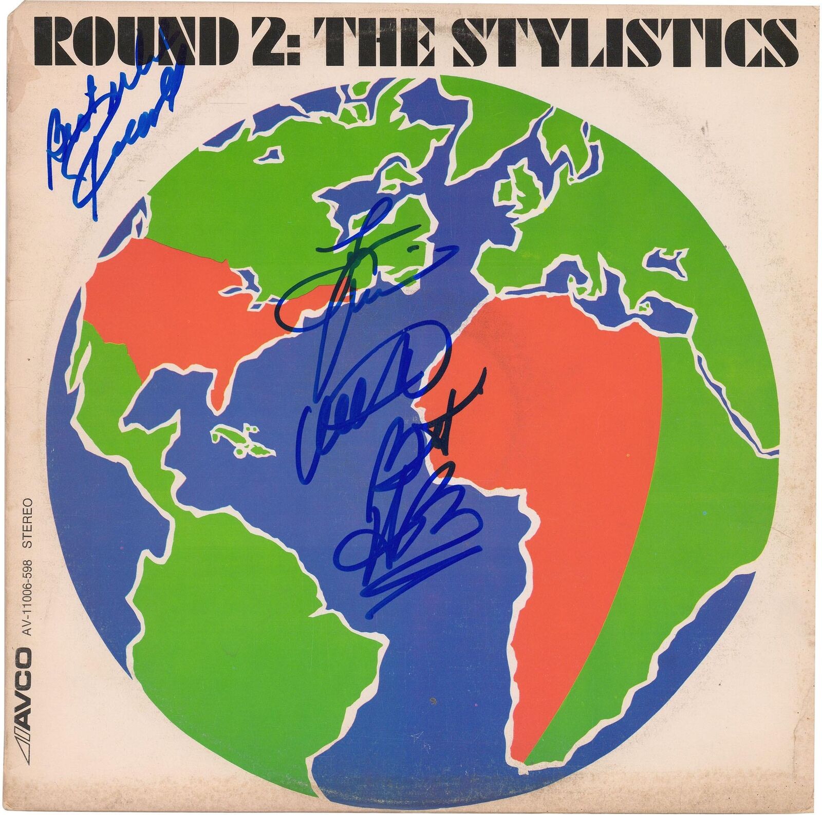The Stylistics Autographed Round 2 Album with 4 Signatures BAS