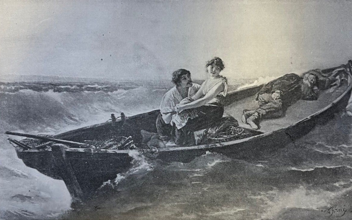 1892 Vintage Magazine Illustration The Fisherman\'s  Love by Wilhelm Kray