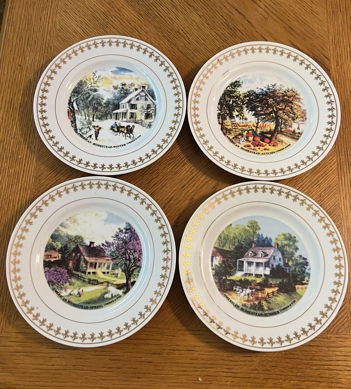 Vintage Currier & Ives Plates Collectors Set American Homestead 4 Season Set