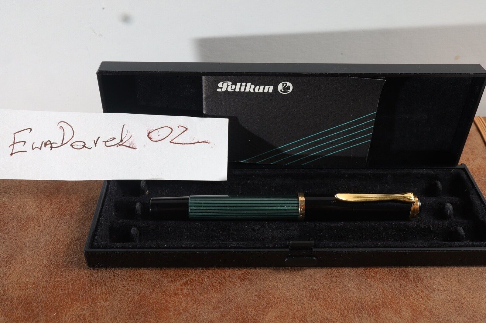 Pelikan 400 Fountain Pen, Old Style, Green Striated, Gold M Nib, Nice 