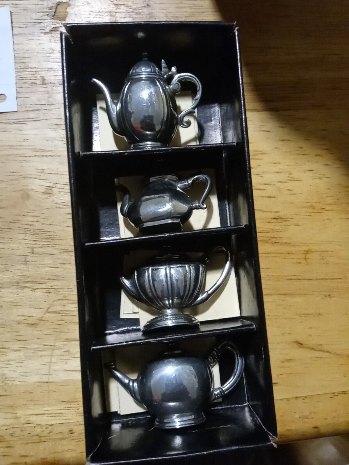 Miniature Ornate Tea Pot Coffee Pot Place Card Holders Universal Pewter 1996
