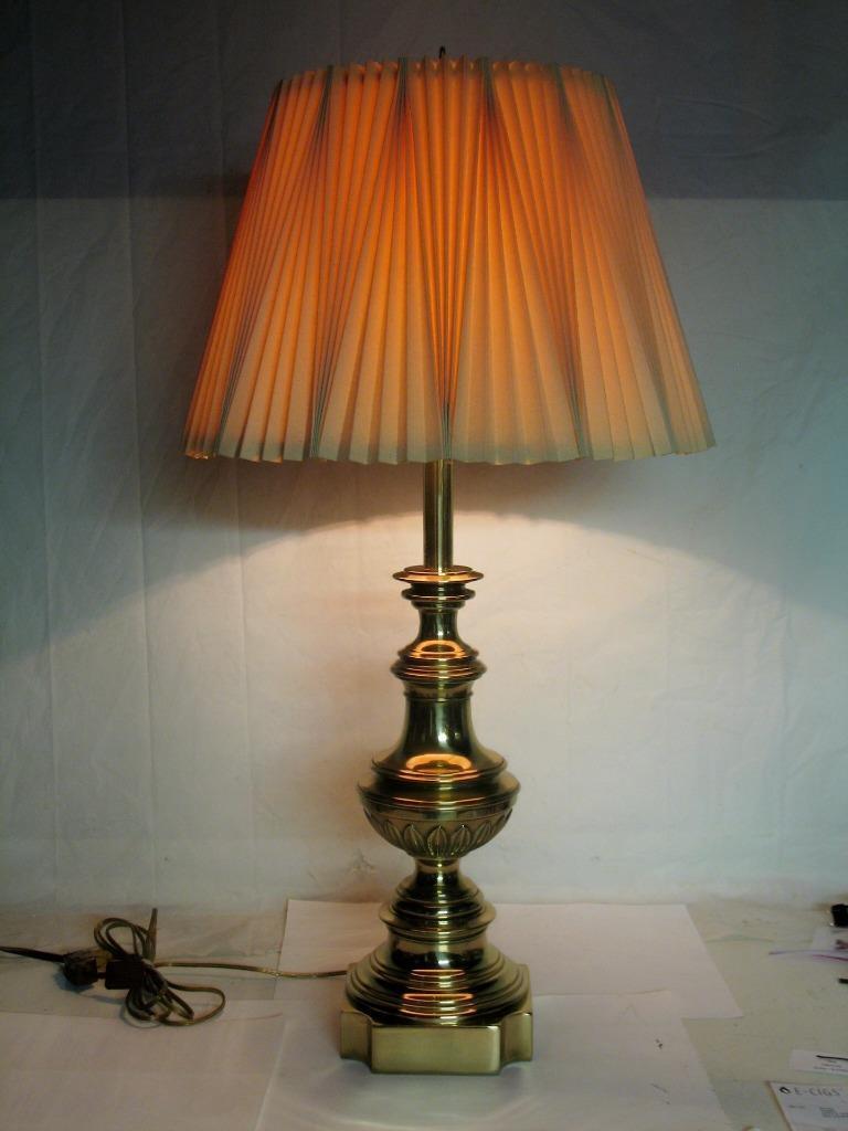 All Original 60s REMBRANDT MASTERPIECE Brass Table Lamp w/ ORIG. PLEATED SHADE