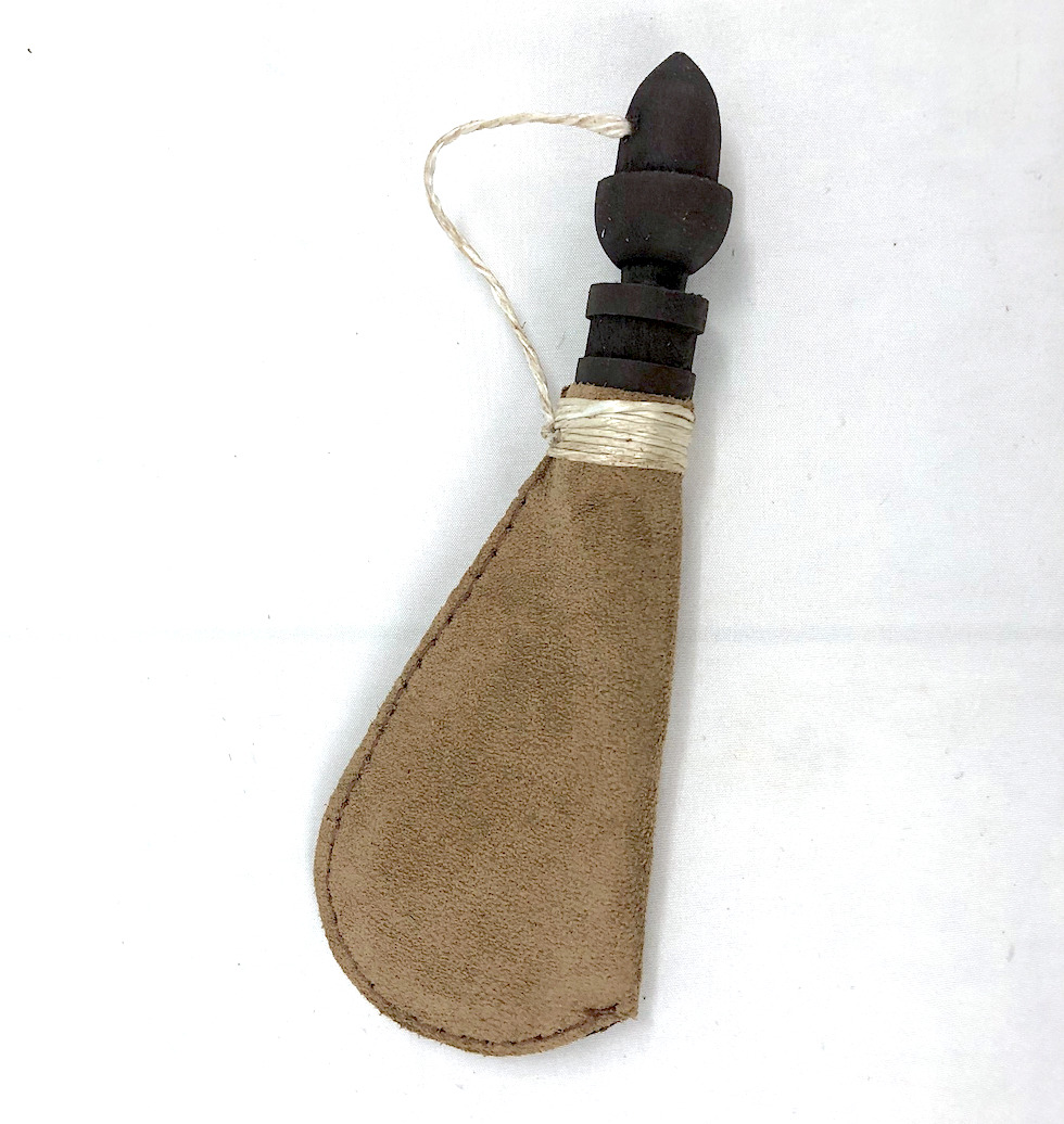 Leather Shot Pouch with Wooden Acorn Spout - Flintlock Muzzleloader Blackpowder