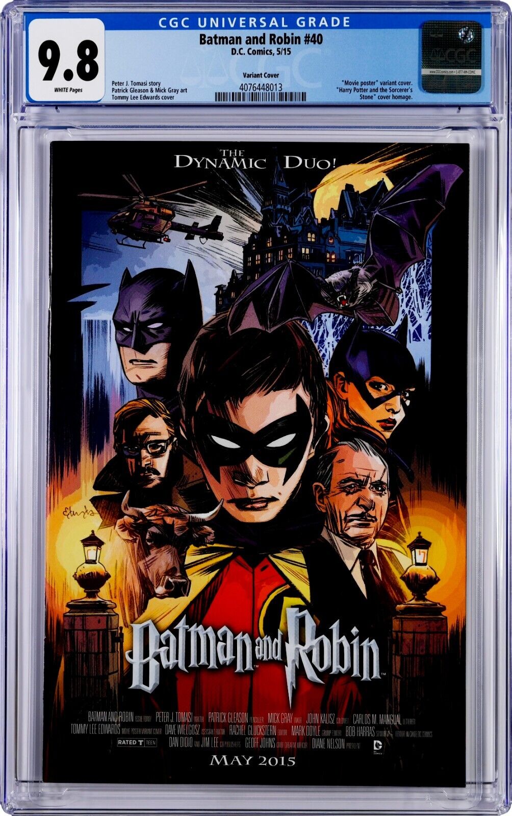 Batman and Robin #40 CGC 9.8 (May 2015, DC) Tommy Lee Edwards Variant Cover Art