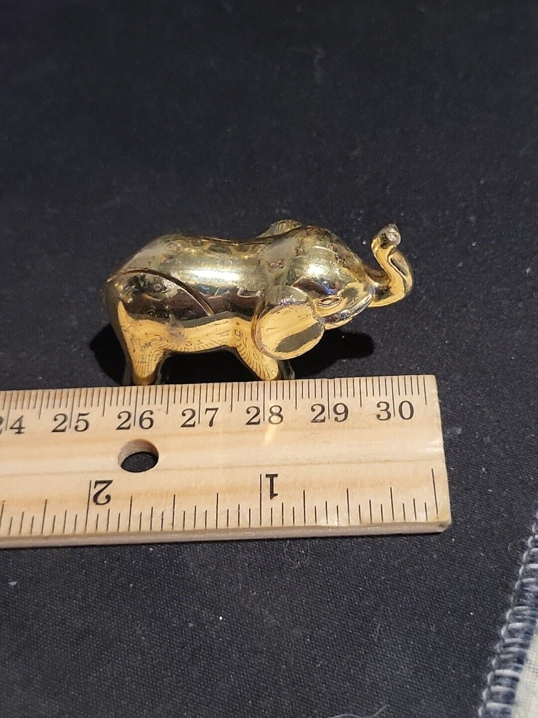 Small Polished  Brass Gold Tone Miniature  Elephant  Figurine