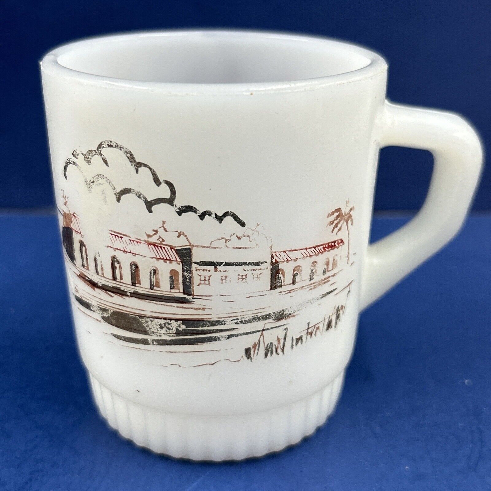 Fire King Anchor Hocking Advertising State Bank Of Kingsville Texas Coffee Cup