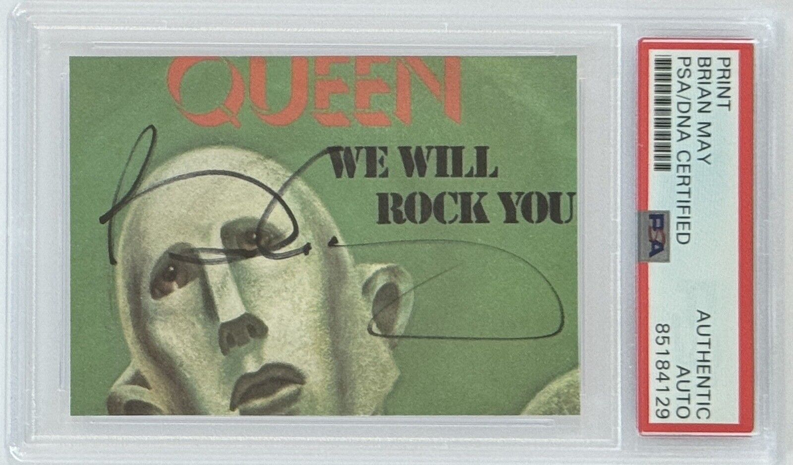 Brian May SIGNED QUEEN Guitarist We Will Rock You Album Cover Print PSA DNA COA