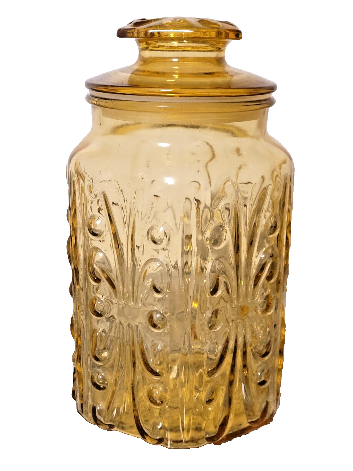 Vintage Amber Atterbury Scroll Canister Imperial Glass 1970\'s 9\