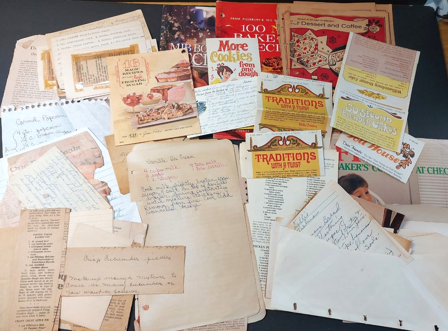 Vintage Hand-Written Clipped & Copied Recipes  - Multiple Categories Lot of 100+