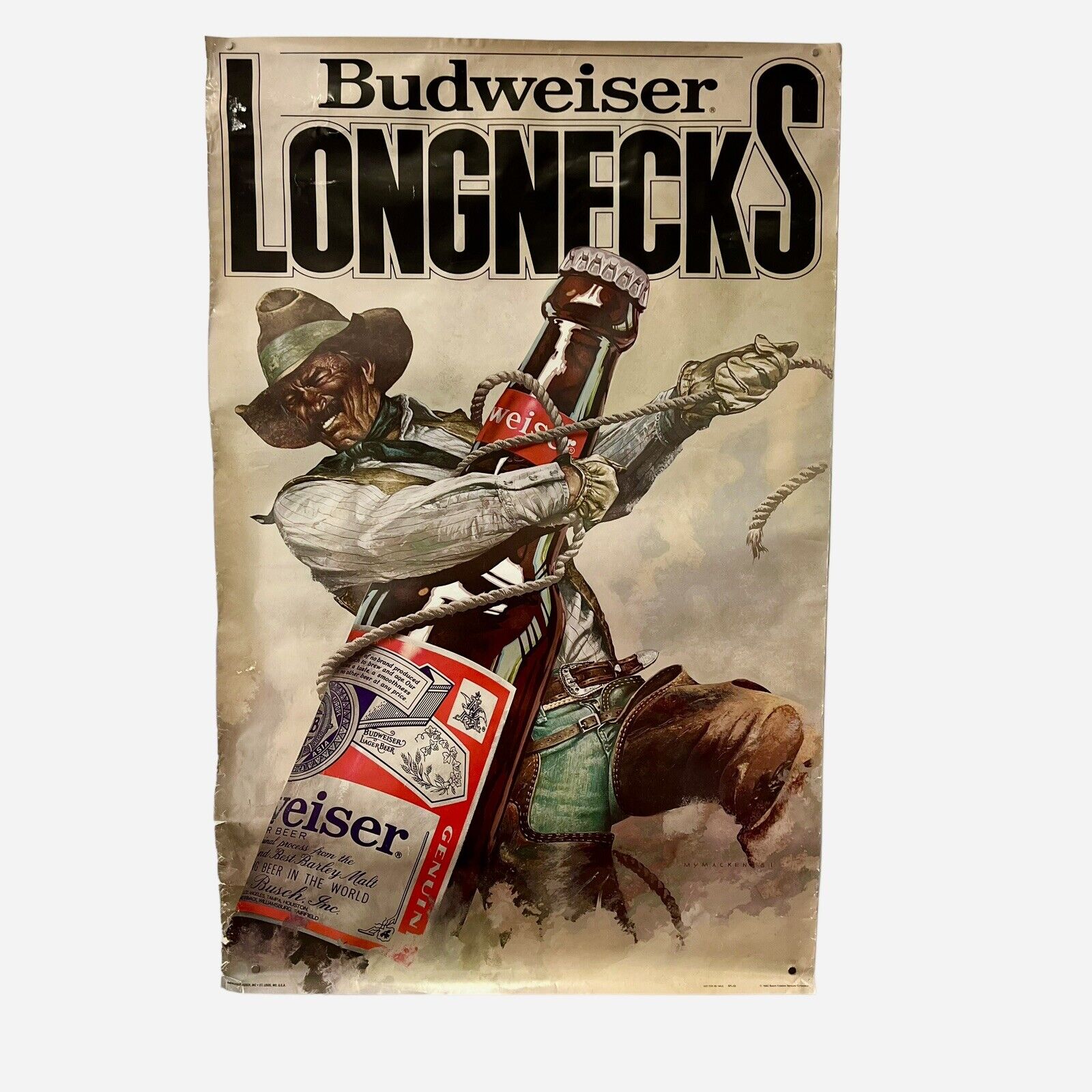 1982 Budweiser Longneck Cowboy Poster 36