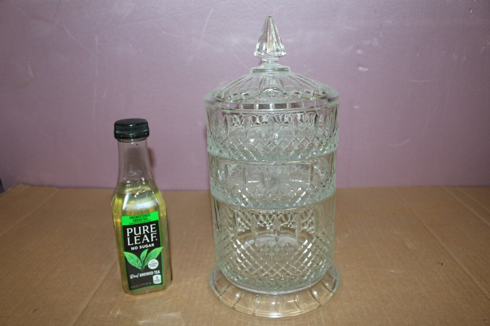 Rare Vintage Indiana Glass 3 Tier Section Stacking Drug Store Candy Dish Jar
