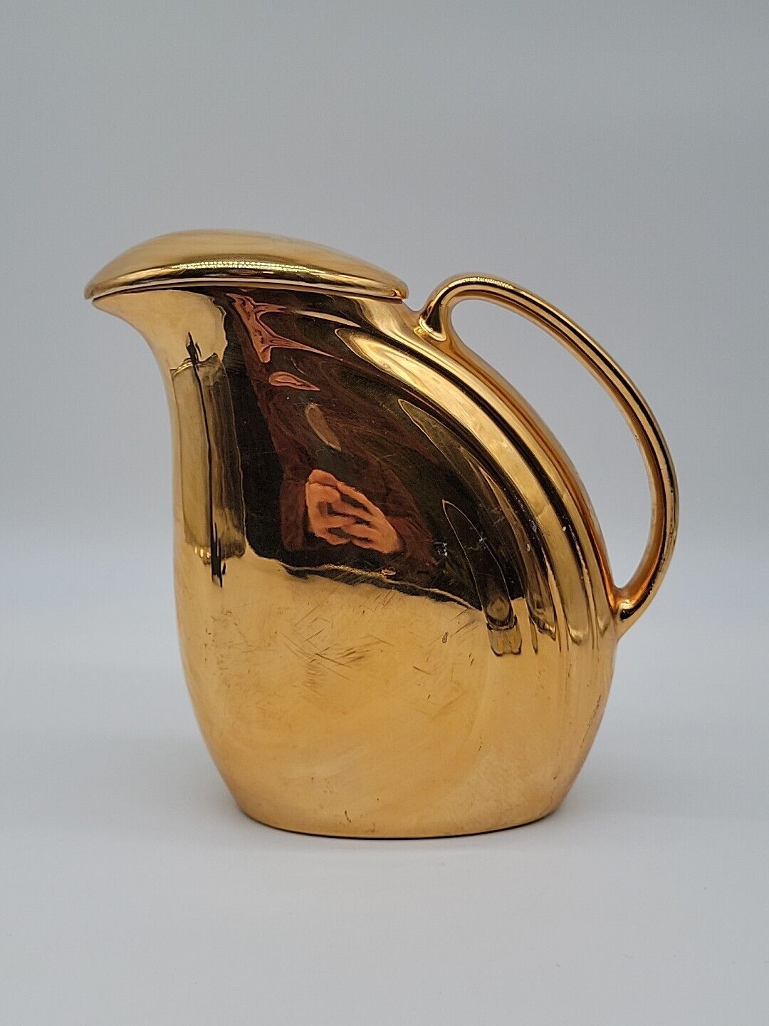Rare Hall Gold Nora Pitcher With Lid MCM Art Deco