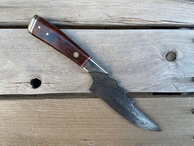 RAILEY Alabama Damascus Custom Knife with Burl Mesquite All USA