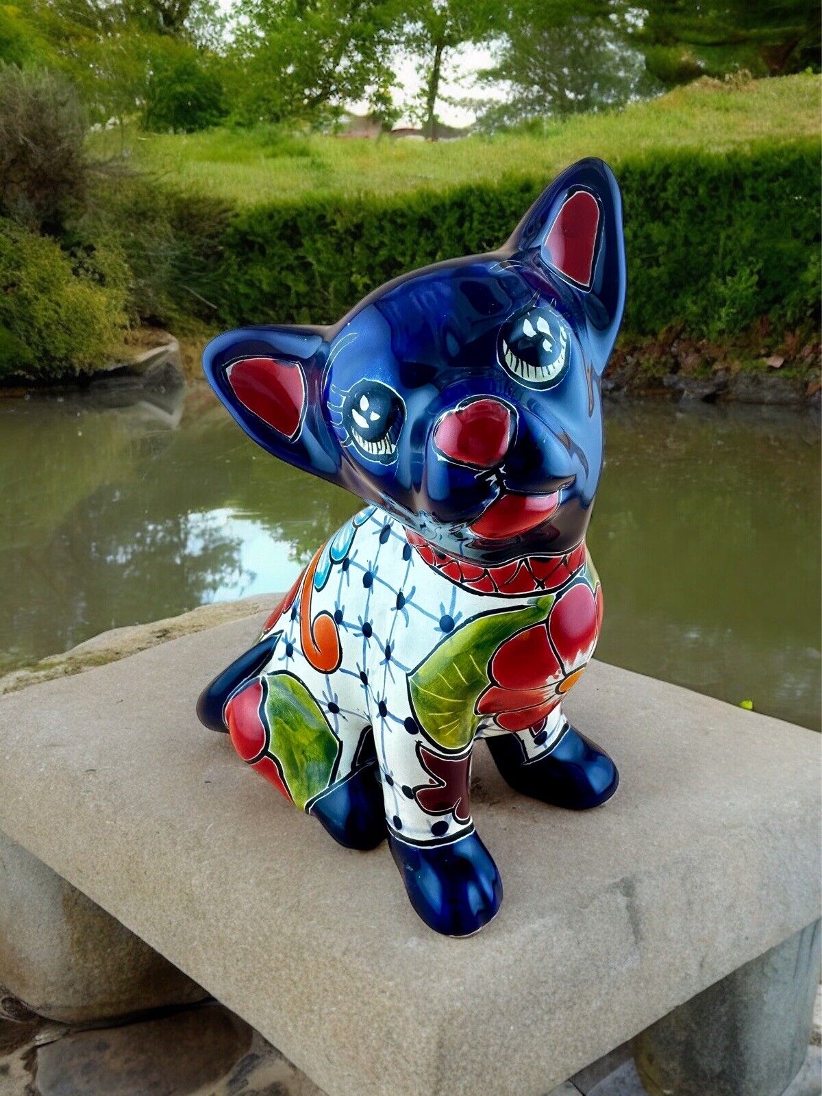 Chihuahua Dog Sculpture Mexican Pottery Folk Art Home Decor 8.75