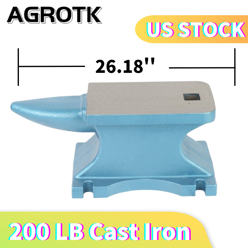 AGT 44LB Iron Anvil Blacksmith Heat Treated Long Round Horn for Metal Work
