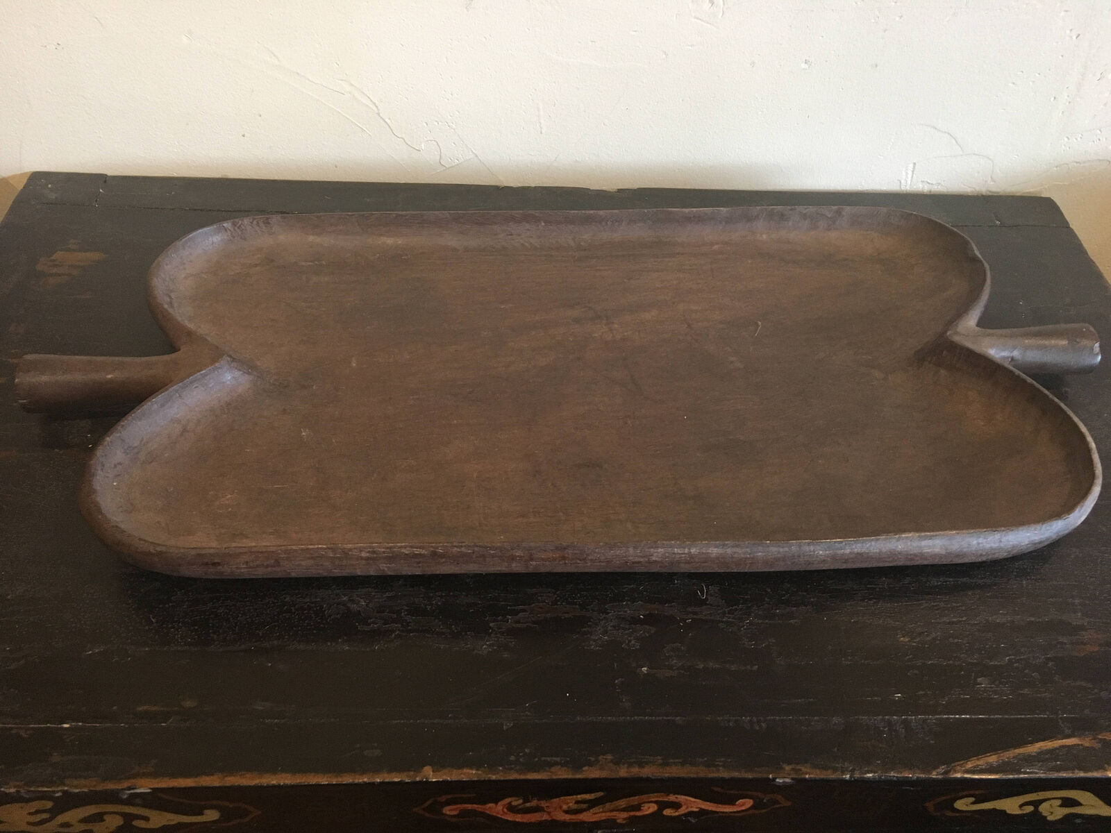 Unusual Antique Attie wood Tray