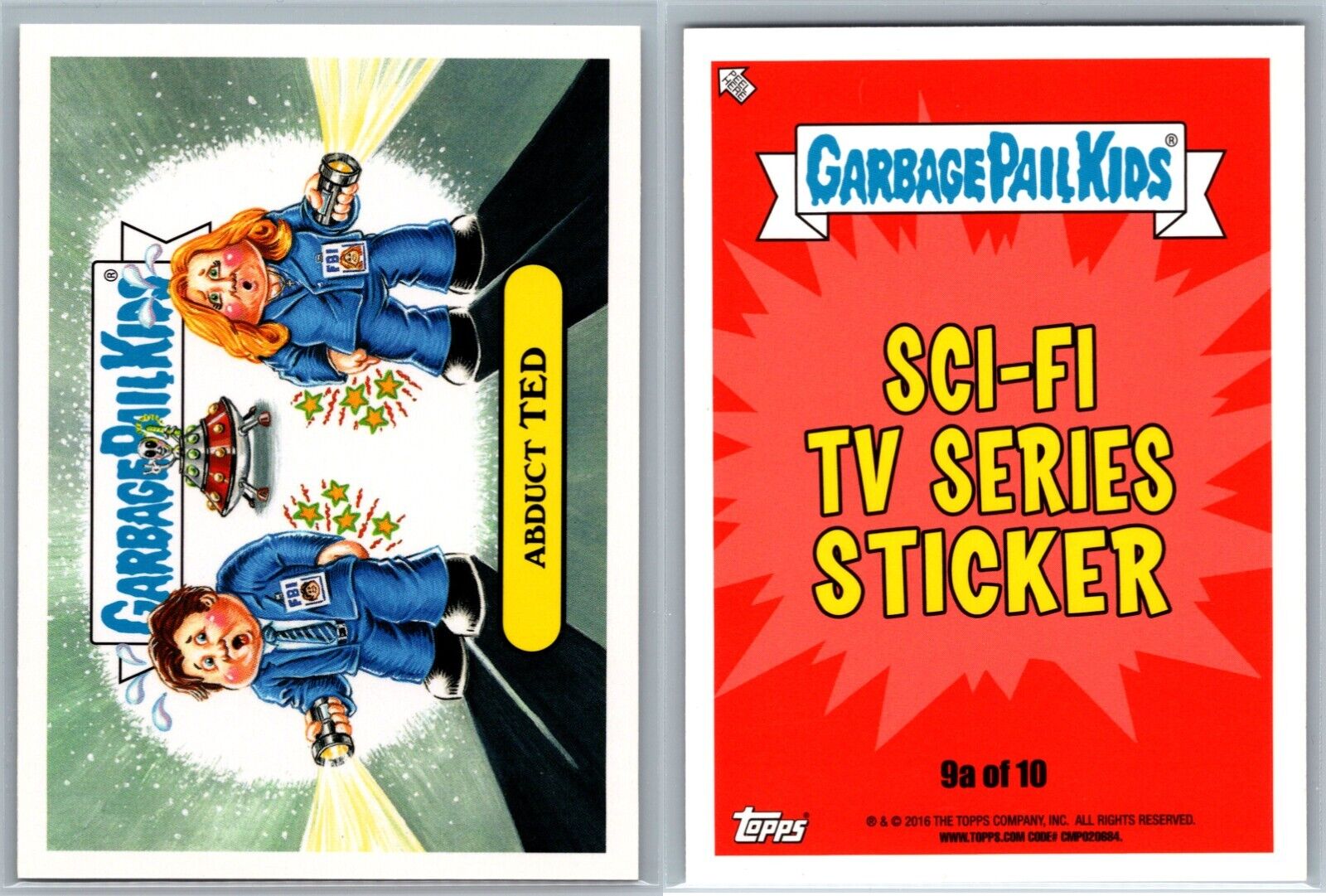 X-Files Scully & Mulder UFO Abduction Spoof Garbage Pail Kids Card Prime TV GPK