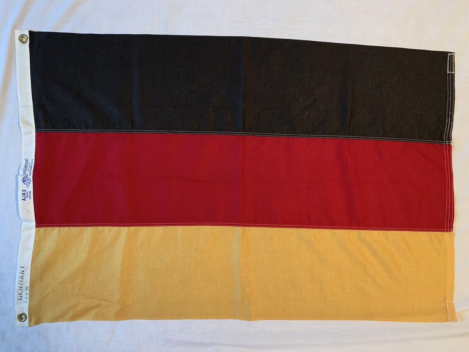 Ajax Paramount Flag GERMANY 2x3 Ft. Vintage 100% Cotton Fabric