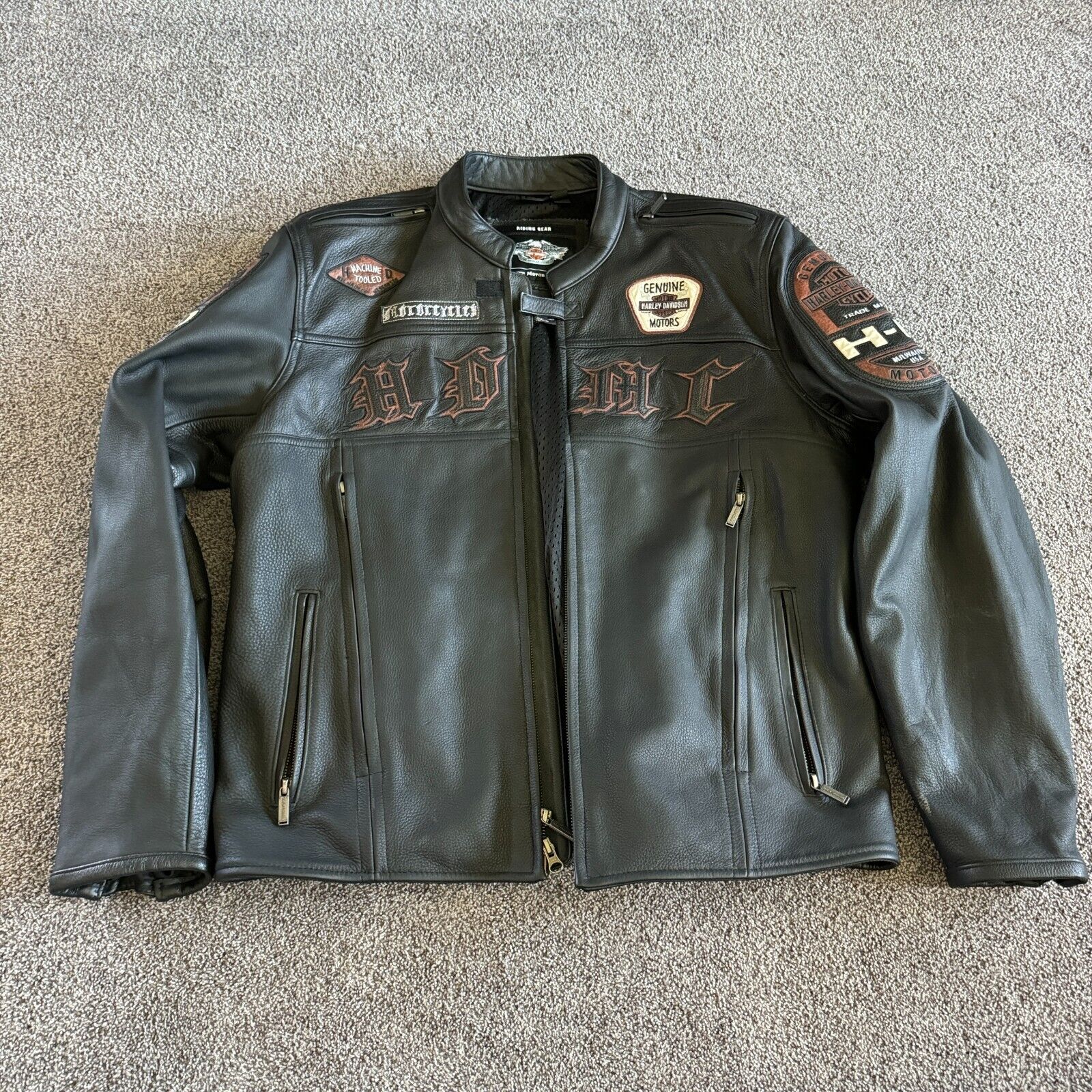 Harley Davidson Leather MOTORCYCLE Jacket Mens XL MOTO HDMC 97129-13VM Rare