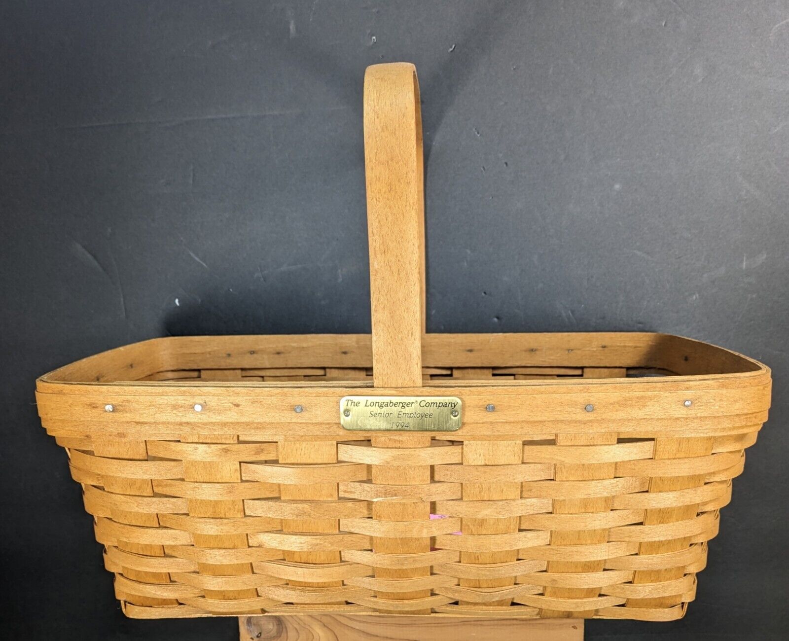 Vintage Longaberger 1992 Medium Market Basket  Senior Employee Gift Basket