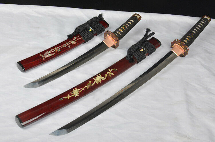 TOP CLAY TEMPERED REAL YOKOTE JAPANESE SAMURAI SWORD SET( WAKIZASHI+Short Sword)