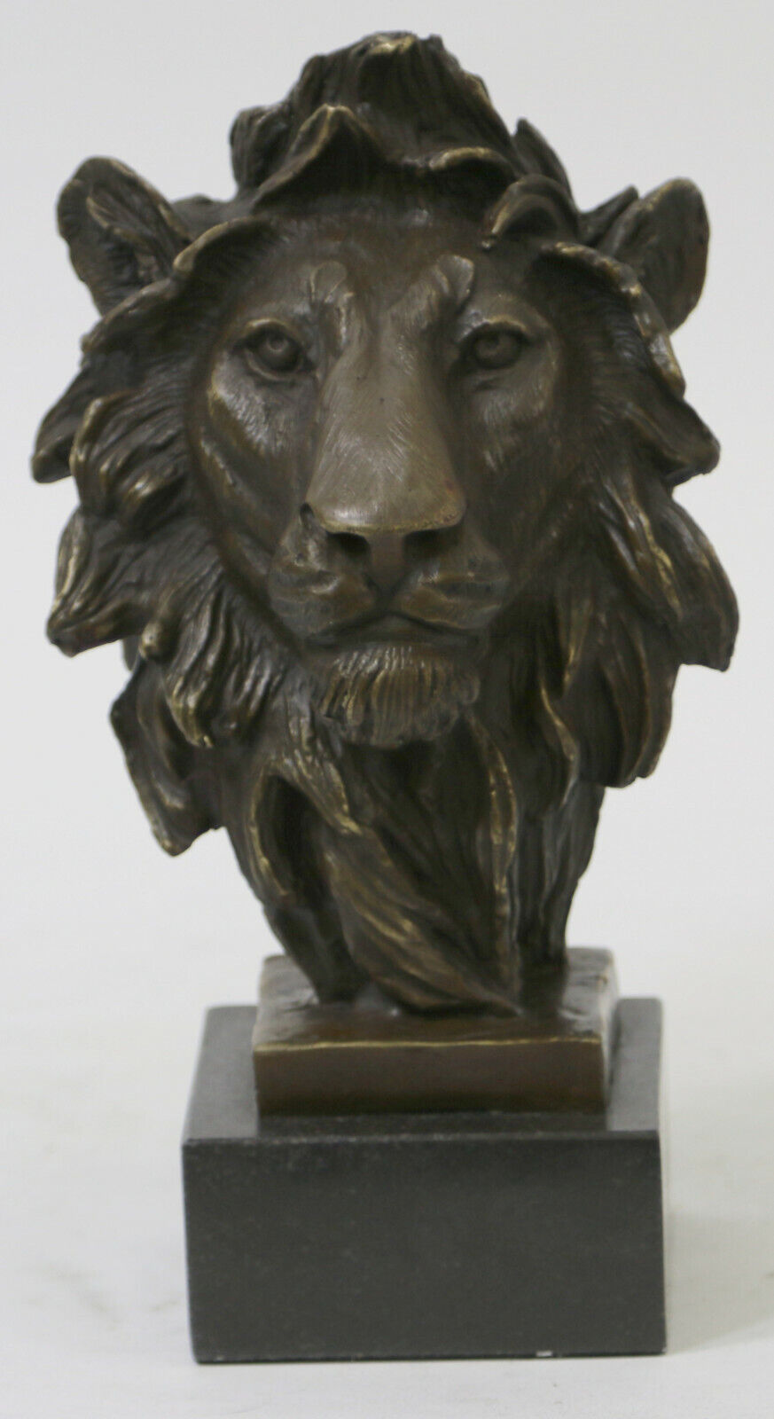Signed Desk Top Lion Head Bust Bronze Sculpture Figurine Figure by Barye Figure