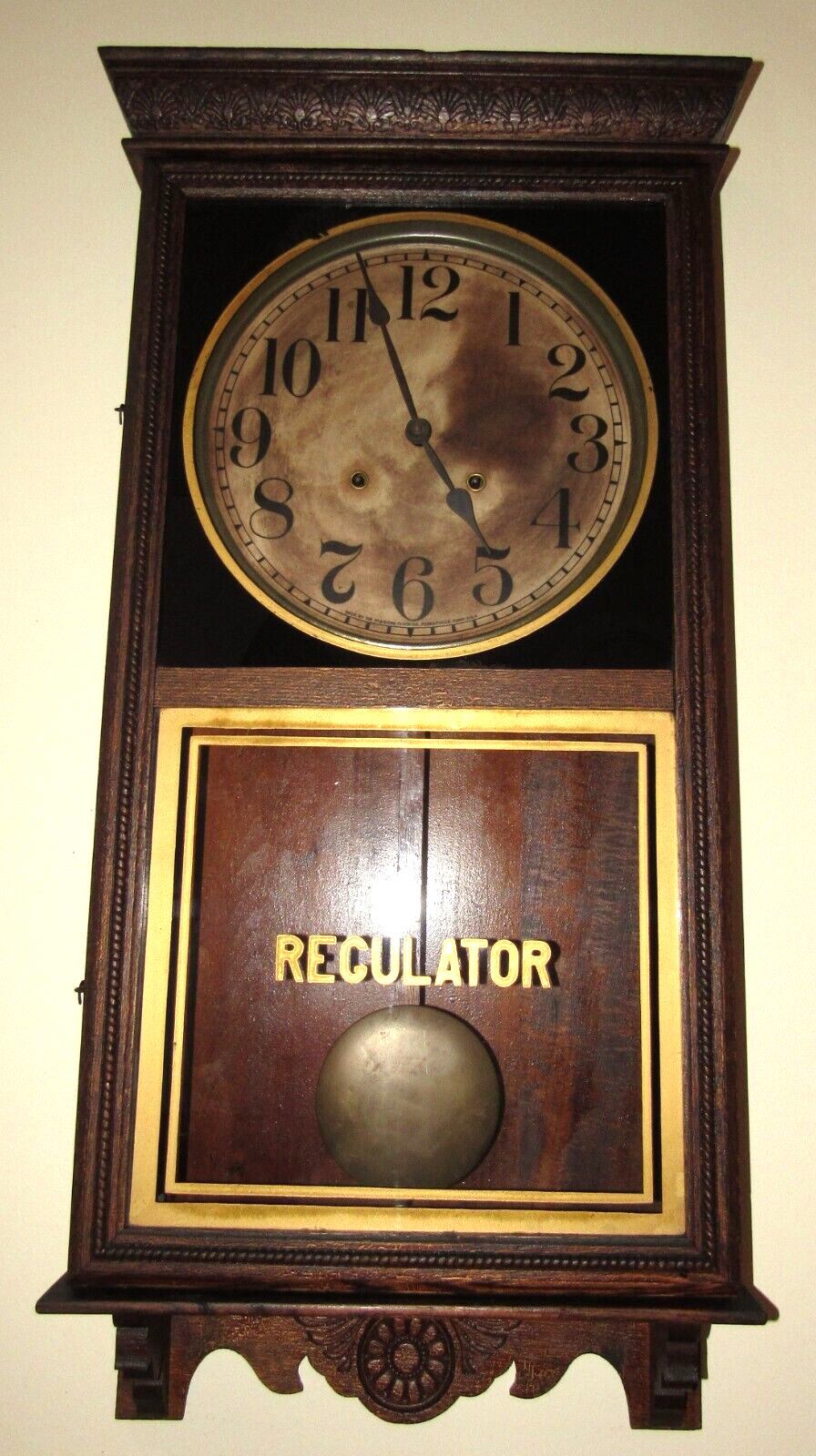 Antique Sessions Store Regulator Wall Clock 8-Day Time/Strike, Key-wind