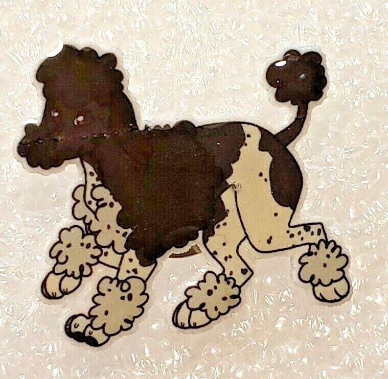 Poodle Dog Black & White Parti Small Flat Acrylic Pin Tac Jewelry