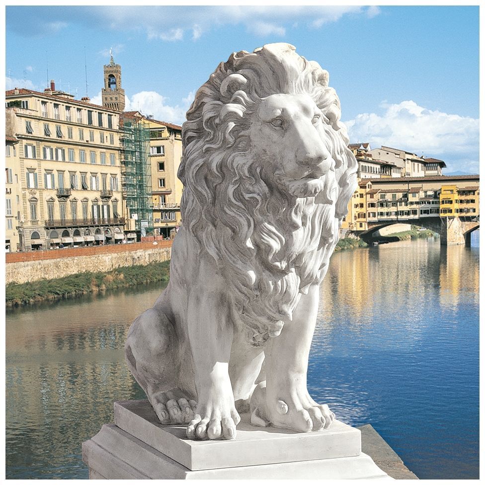 Italian Estate Grande Quiet Strength & Courage Lion Sentinel Classic Art Statue