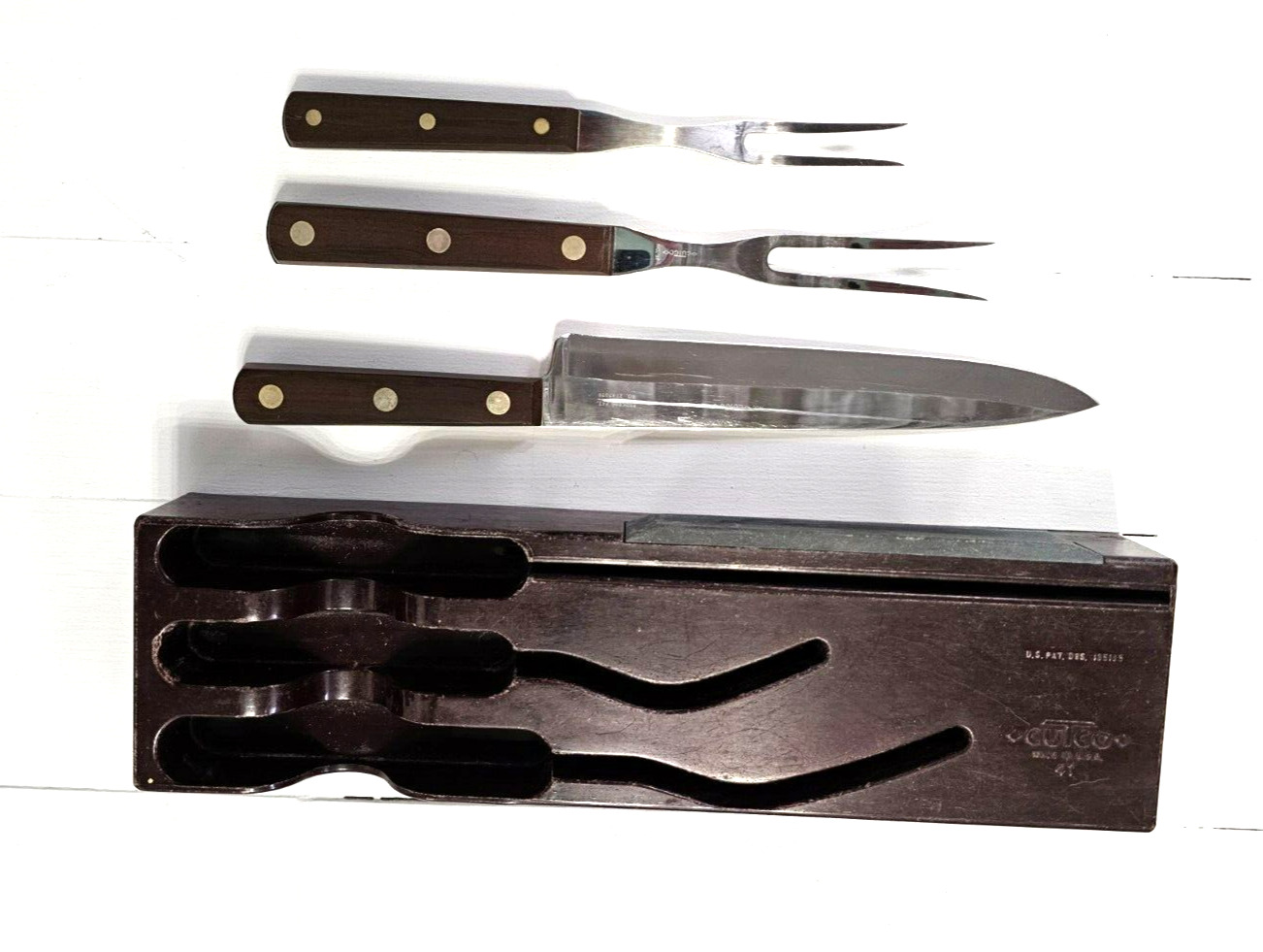 Vintage Cutco Knife and Fork Carving Set In Storage Sharpener Case No 21, No 37