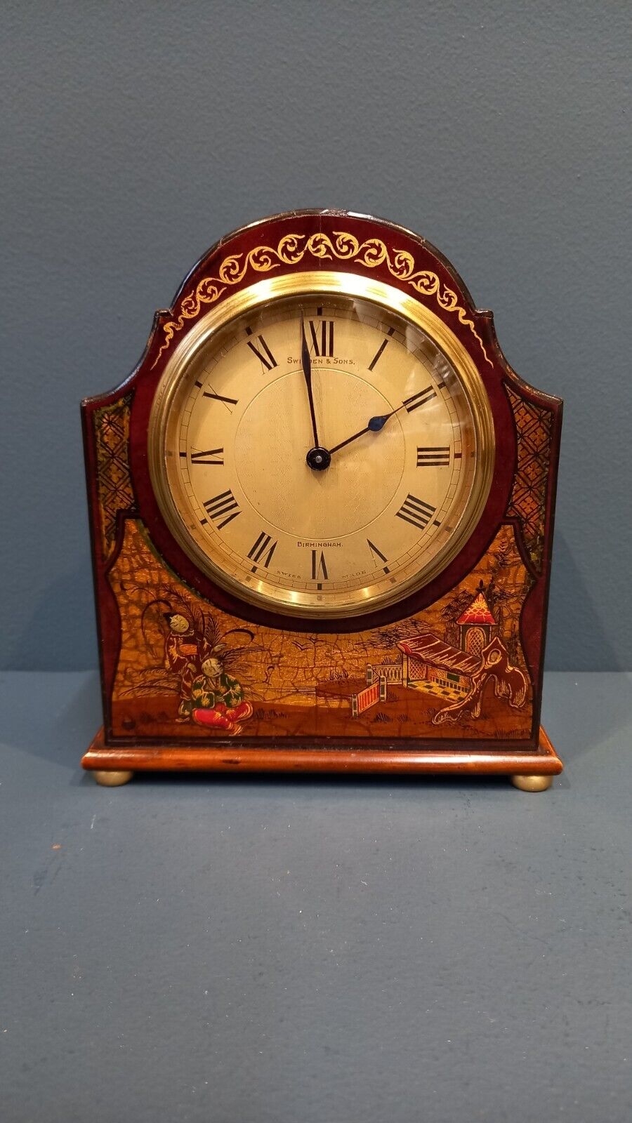 Superb Edwardian Chinoiserie Mantel Clock