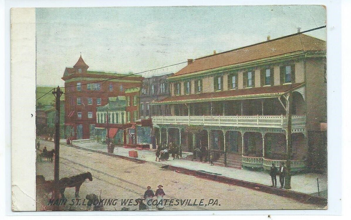 Vintage 1922 Coatesville, PA main st postcard